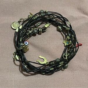 Bohemian Charm Bracelet in Black and Gold